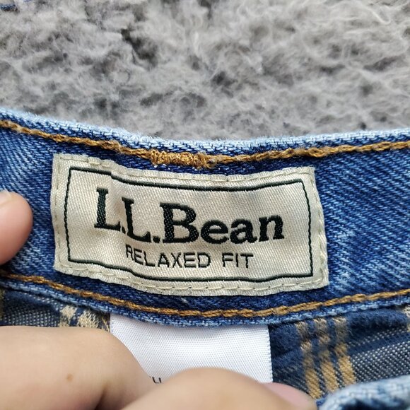 L.L. Bean Jeans Mens 36x32 Blue Relaxed Fit Flannel Lined Cotton Denim - Picture 2 of 10